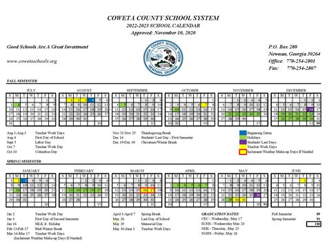 Coweta County Calendar